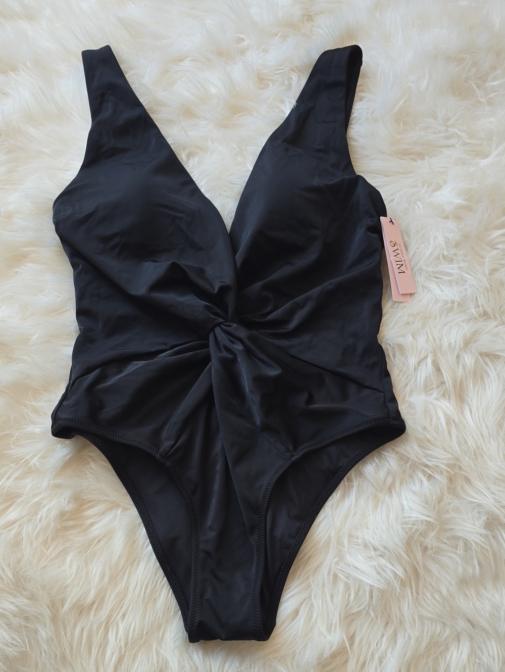 Victoria's Secret Black Plunge Twist Front One Piece Swimsuit SIZE S NWT